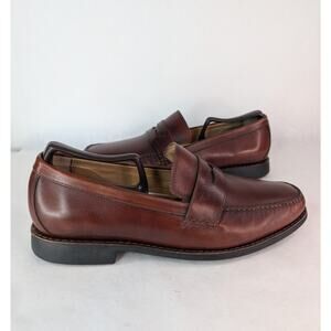 Johnston & Murphy Ainsworth Sheepskin Penny Loafers 10.5M 20-7796 Brown Mahogany